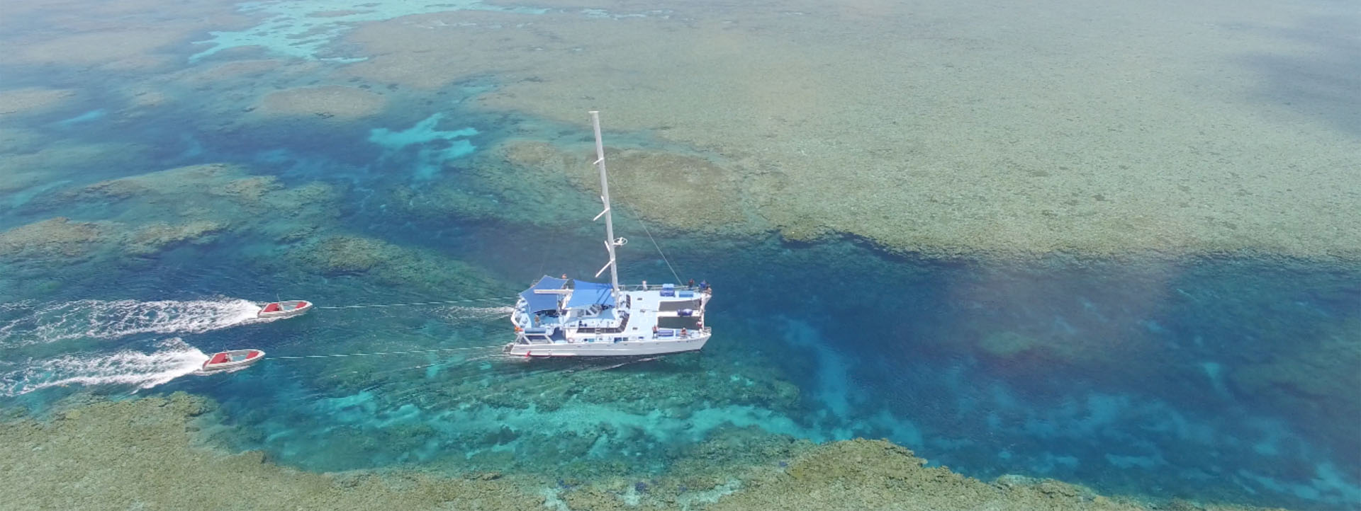 KARMA IV Rowley Shoals aerial photo reef and vessel